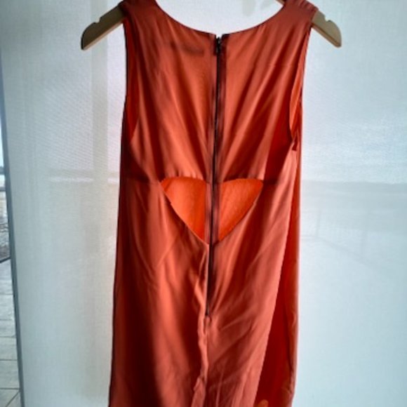 ALICE + OLIVIA Orange Silk Shift Dress with Cutouts - Picture 5 of 9